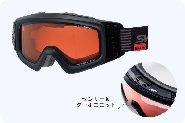 湿気を感知し強制排気することでくもりを防ぐセンサーゴーグル