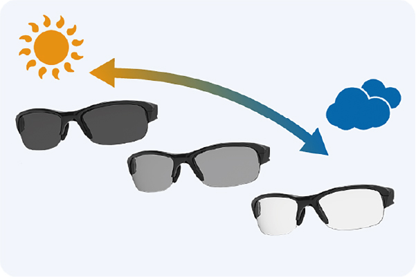 天候や作業環境の光量変化に対応する調光レンズ